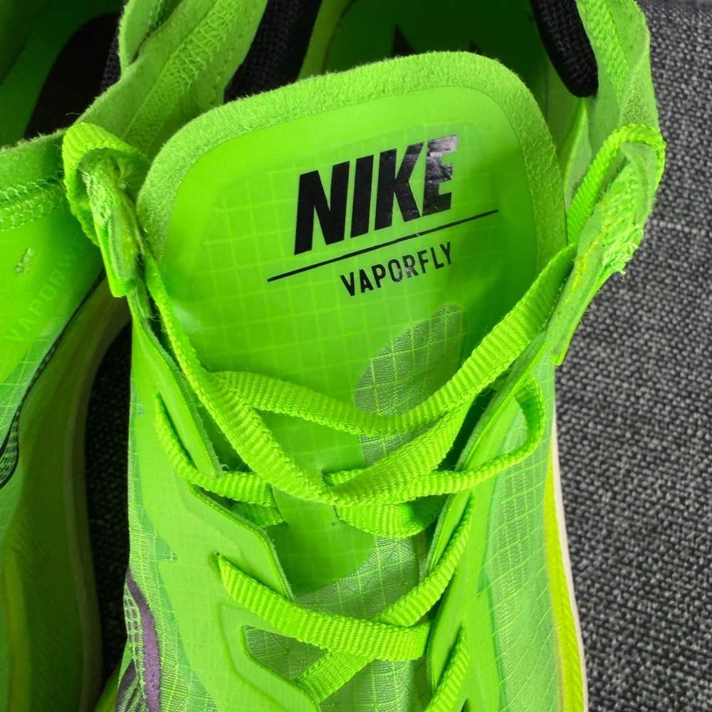 Nike ZoomX Vaporfly Next% Mens 13 Electric Green Running Shoes AO4568-300